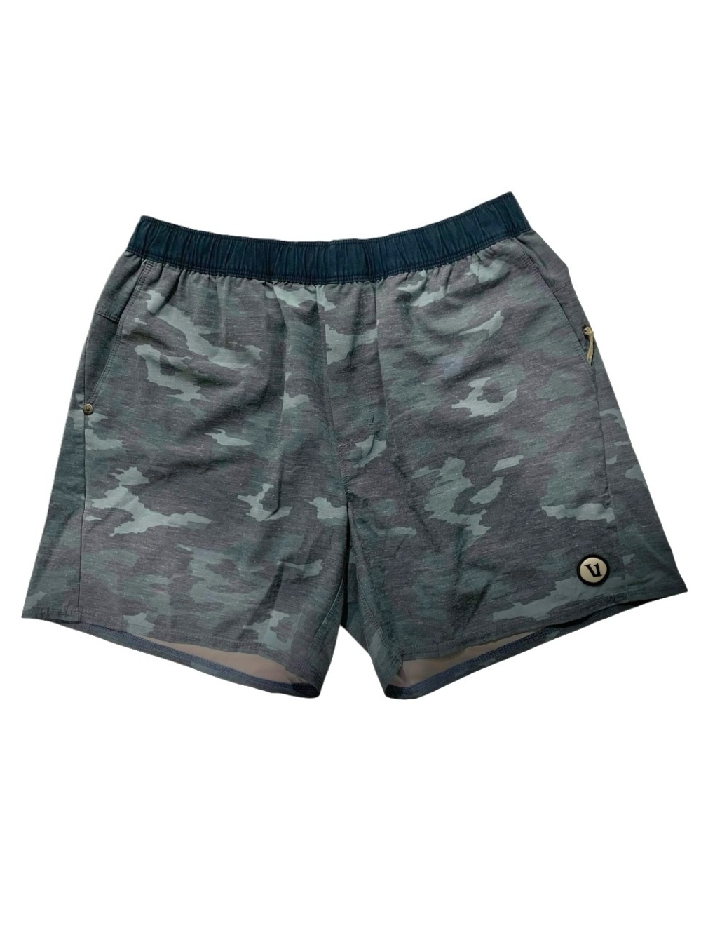 Vuori Men’s Kore Short Gray Blue Camo Athletic Performance Shorts 5.5” Inseam